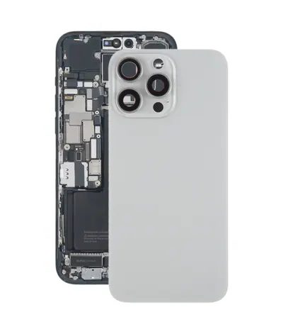 For iPhone 15 Pro Max Battery Back Cover with Camera Lens Cover + MagSafe Magnet(Titanium)