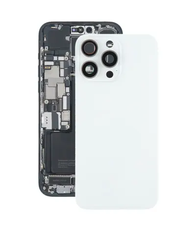 For iPhone 15 Pro Max Battery Back Cover with Camera Lens Cover + MagSafe Magnet(White)