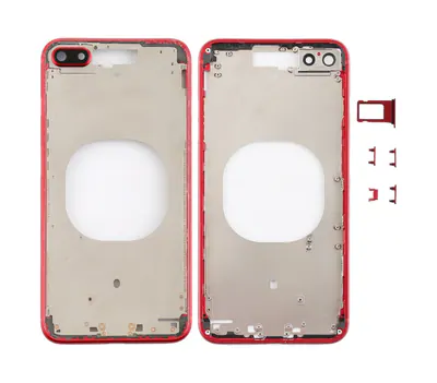 Transparent Back Cover with Camera Lens & SIM Card Tray & Side Keys for iPhone 8 Plus (Red)