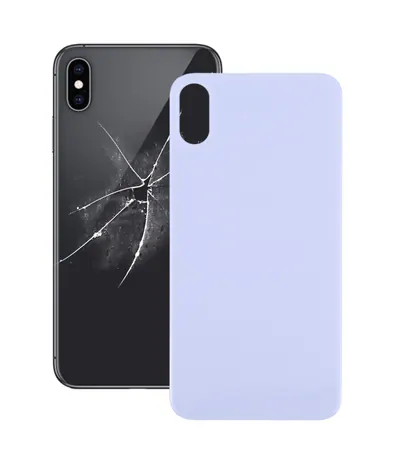 Easy Replacement Big Camera Hole Glass Back Battery Cover for iPhone X / XS(Purple)