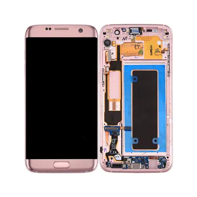 Original LCD Screen and Digitizer Full Assembly with Frame & Charging Port Board & Volume Button & Power Button For Galaxy S7 Edge / G935F(Pink)