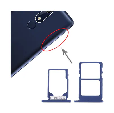 SIM Card Tray + SIM Card Tray + Micro SD Card Tray for Nokia 5.1 TA-1075 (Blue)