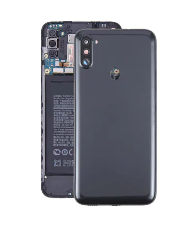 For Samsung Galaxy A11 SM-A115F Back Cover with Camera Lens Cover (Black)