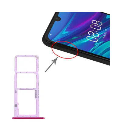 SIM Card Tray + SIM Card Tray + Micro SD Card Tray for Huawei Y6 Pro (2019) (Rose Red)