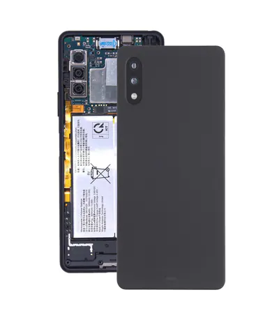 Battery Back Cover with Camera Lens Cover for Sony Xperia Ace II SO-41B(Black)