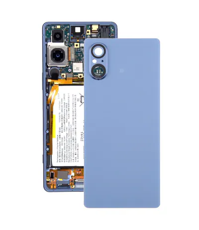 For Sony Xperia 5 V Battery Back Cover with Camera Lens Cover(Blue)