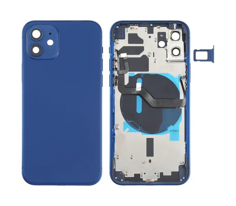 Battery Back Cover (with Side Keys & Card Tray & Power + Volume Flex Cable & Wireless Charging Module) for iPhone 12(Blue) — image 1