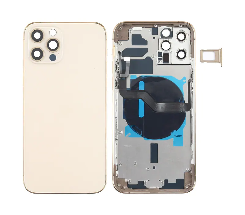 Battery Back Cover (with Side Keys & Card Tray & Power + Volume Flex Cable & Wireless Charging Module) for iPhone 12 Pro(Gold) — image 1