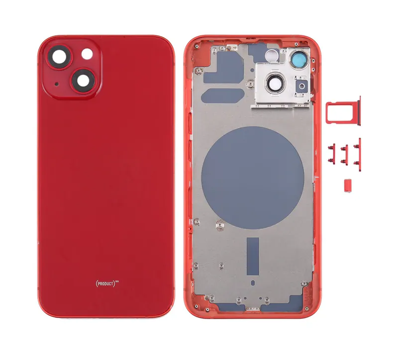 Back Housing Cover with SIM Card Tray & Side Keys & Camera Lens for iPhone 13(Red) — image 1