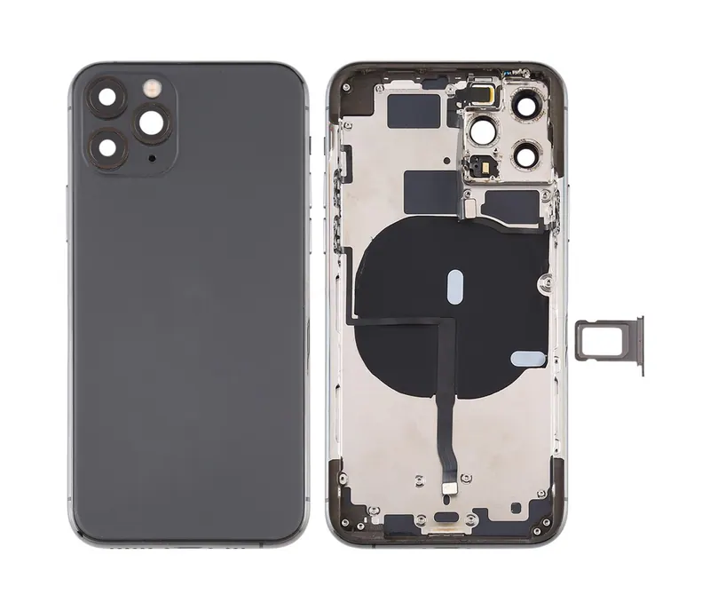 Battery Back Cover (with Side Keys & Card Tray & Power + Volume Flex Cable & Wireless Charging Module) for iPhone 11 Pro(Black) — image 1