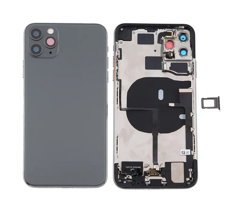 Battery Back Cover Assembly (with Side Keys & Power Button + Volume Button Flex Cable & Wireless Charging Module & Motor & Charging Port & Speaker Ringer Buzzer & Card Tray & Camera Lens Cover) for iPhone 11 Pro(Green) — image 1