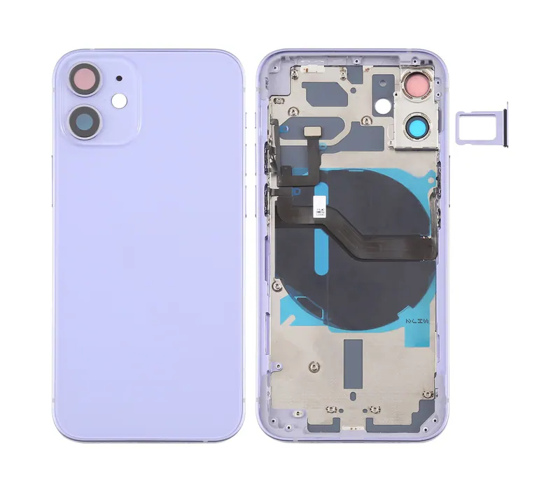 Battery Back Cover (with Side Keys & Card Tray & Power + Volume Flex Cable & Wireless Charging Module) for iPhone 12 Mini(Purple) — image 1