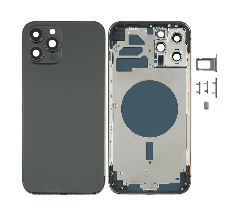 Back Housing Cover with SIM Card Tray & Side keys & Camera Lens for iPhone 12 Pro Max(Black) — image 1