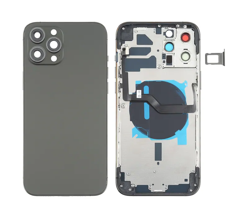Battery Back Cover (with Side Keys & Card Tray & Power + Volume Flex Cable & Wireless Charging Module) for iPhone 12 Pro Max(Black) — image 1