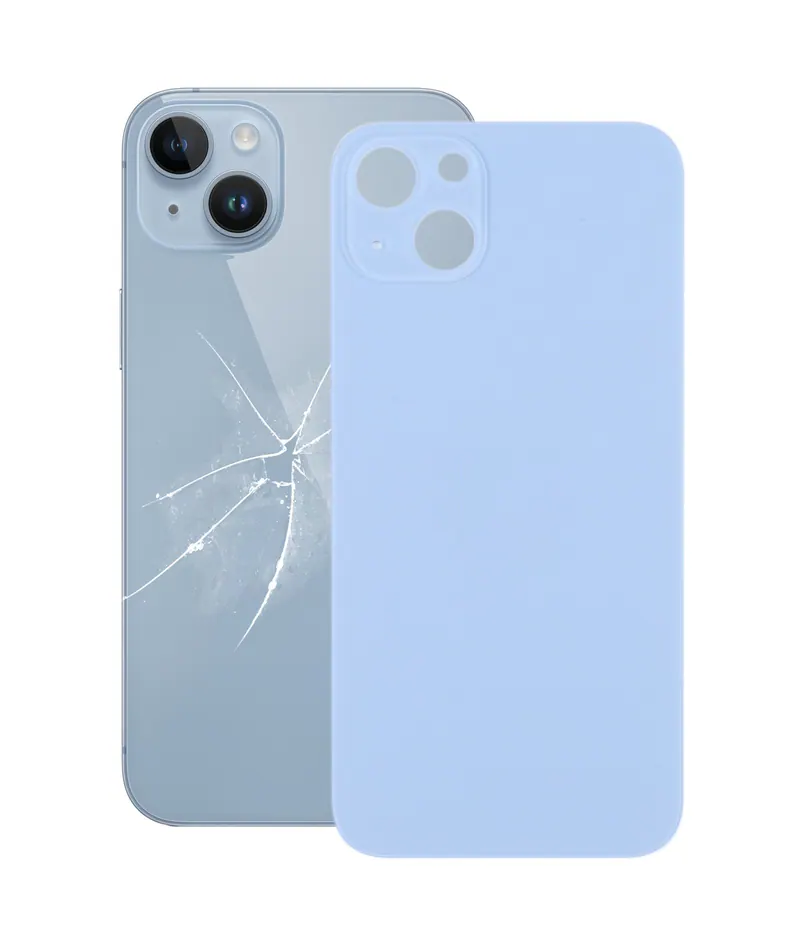 Easy Replacement Big Camera Hole Glass Back Battery Cover for iPhone 14(Blue) — image 1