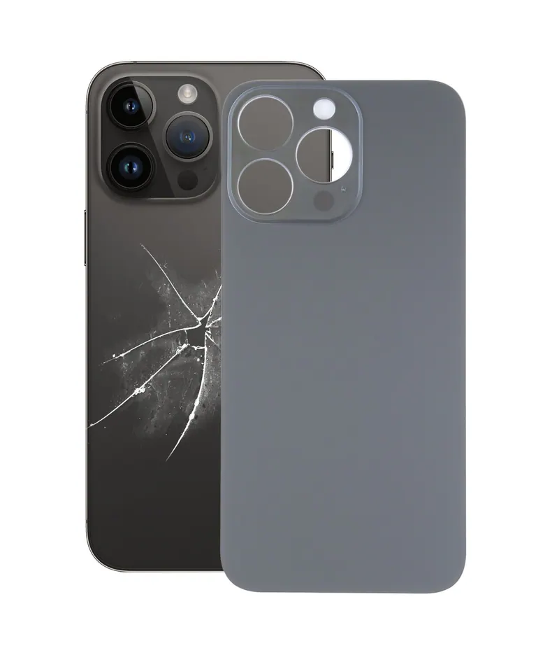 Easy Replacement Big Camera Hole Glass Back Battery Cover for iPhone 14 Pro(Black) — image 1