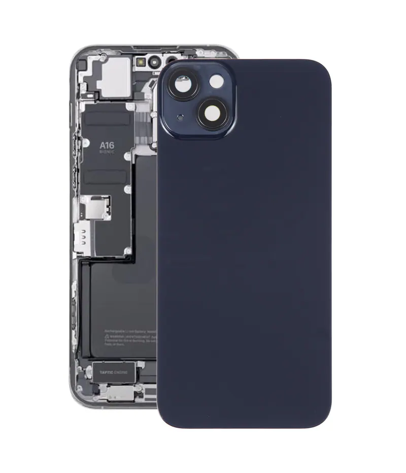 Glass Battery Back Cover with Holder for iPhone 14(Black) — image 1