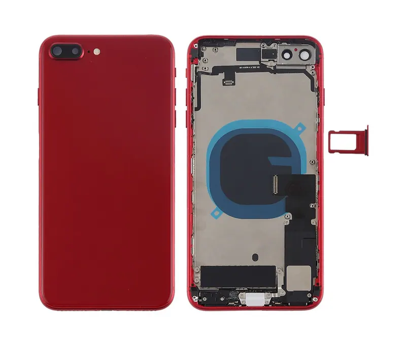 Battery Back Cover Assembly with Side Keys & Vibrator & Speaker Ringer Buzzer & Power Button + Volume Button Flex Cable & Card Tray for iPhone 8 Plus(Red) — image 1