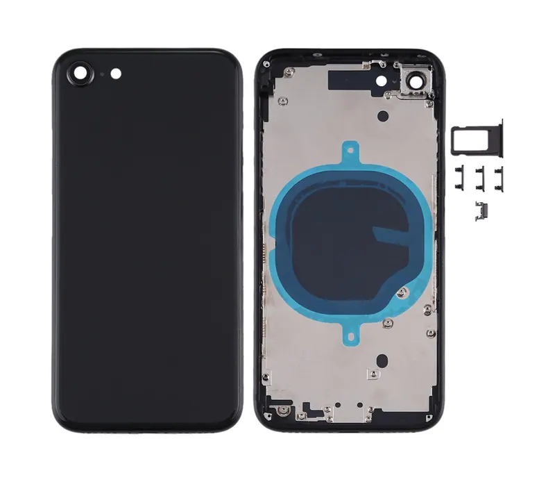Battery Back Cover with Camera Lens Cover & SIM Card Tray & Side keys for iPhone SE 2020(Black) — image 1