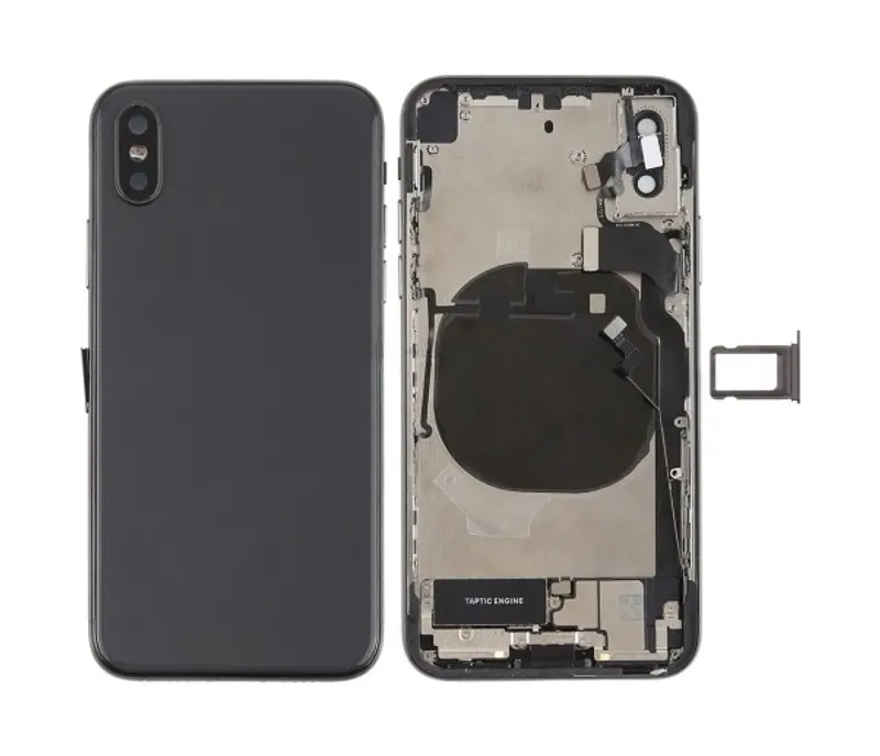 Battery Back Cover Assembly with Side Keys & Vibrator & Speaker Ringer Buzzer & Power Button + Volume Button Flex Cable & Card Tray & Battery Adhesive for iPhone X(Black) — image 1