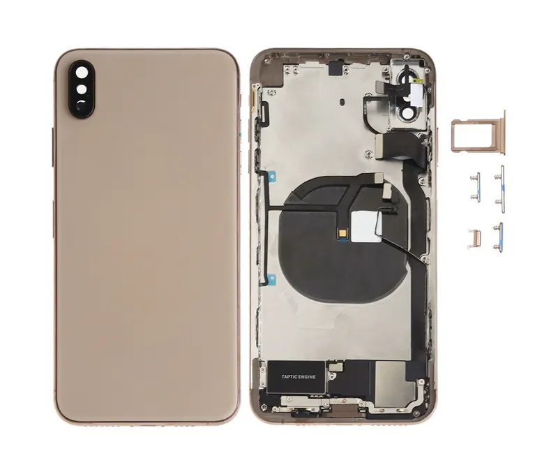 Battery Back Cover Assembly (with Side Keys & Speaker Ringer Buzzer & Motor & Camera Lens & Card Tray & Power Button + Volume Button + Charging Port + Signal Flex Cable & Wireless Charging Module) for iPhone XS Max(Gold) — image 1