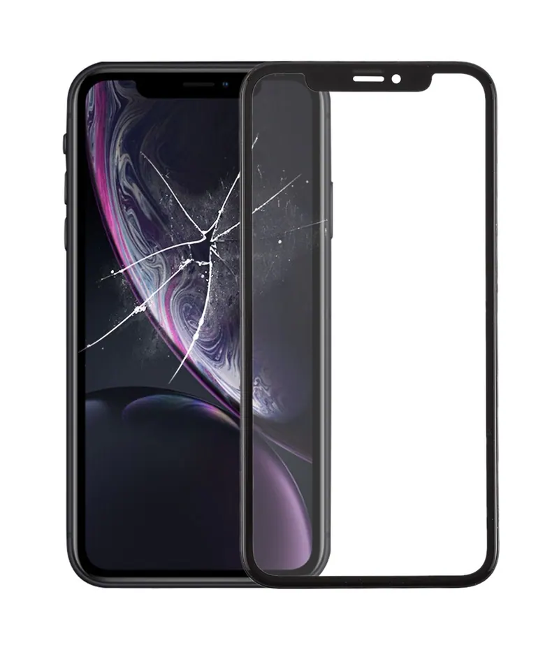 Front Screen Outer Glass Lens with Frame + OCA Optically Clear Adhesive for iPhone XR(Black) — image 1