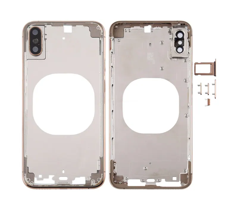 Transparent Back Cover with Camera Lens & SIM Card Tray & Side Keys for iPhone XS(Gold) — image 1