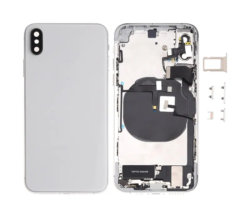 Battery Back Cover Assembly (with Side Keys & Speaker Ringer Buzzer & Motor & Camera Lens & Card Tray & Power Button + Volume Button + Charging Port + Signal Flex Cable & Wireless Charging Module) for iPhone XS(White) — image 1