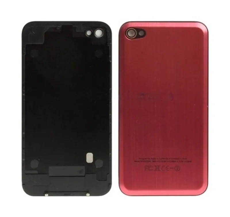 Brushed Metal Series Back Cover for iPhone 4,(Red) — image 1