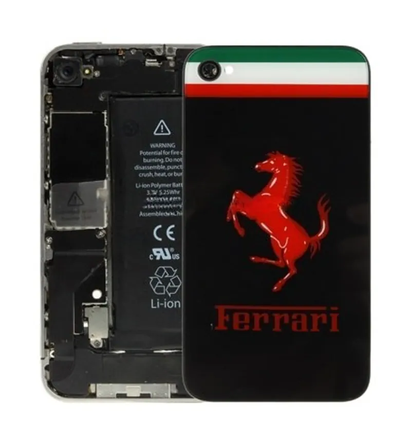 Ferrari Style Glass Back Cover for iPhone 4(Black) — image 1