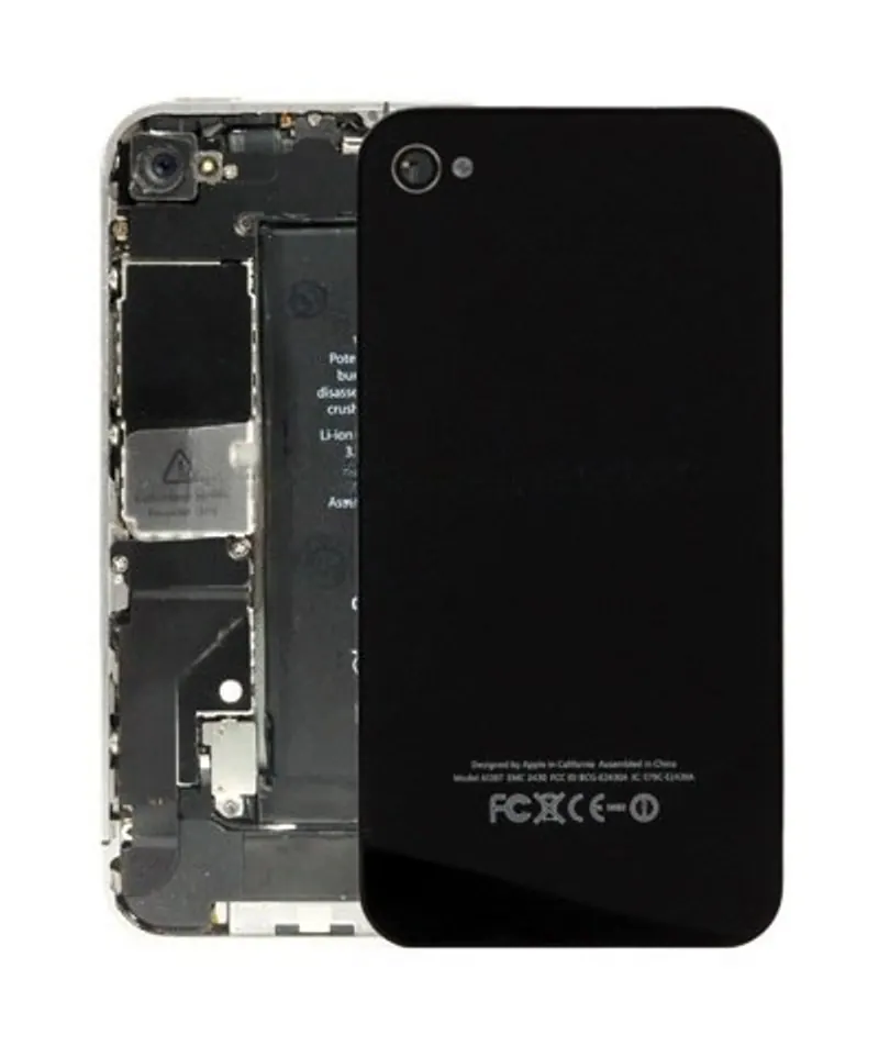 High Counterfeit Glass Back Cover with Flashlight Patch & Thermal Sink for iPhone 4(Black) — image 1