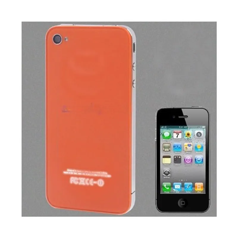 White Light Luminescent Logo High Counterfeit Glass Material Back Cover Mod Kit for iPhone 4, Orange (Original Version)(Orange) — image 1