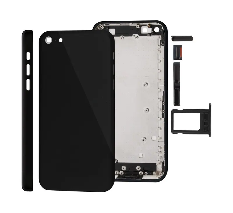 Full Housing Chassis / Back Cover with Mounting Plate & Mute Button + Power Button + Volume Button + Nano SIM Card Tray for iPhone 5C(Black) — image 1