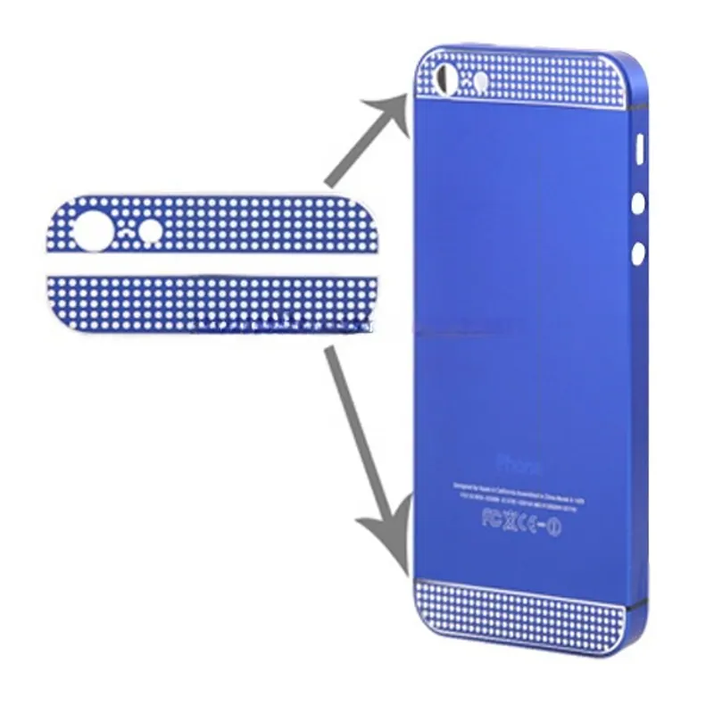 Alloy Diamond Edition Back Cover Top & Bottom Glass Lens for iPhone 5(Blue) — image 1
