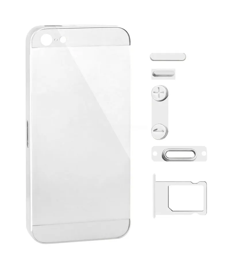 Full Housing Plating Plastic Back Cover with (Mute Button + Power Button + Volume Button + Nano SIM Card Tray) for iPhone 5, Silver(Silver) — image 1