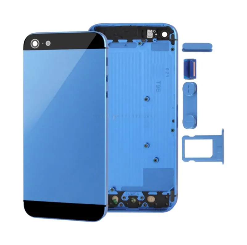 Full Housing Alloy Back Cover with Mute Button + Power Button + Volume Button + Nano SIM Card Tray for iPhone 5(Blue) — image 1