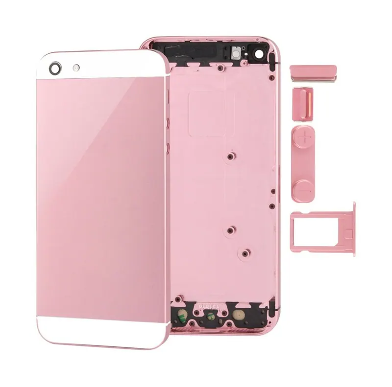 Full Housing Alloy Back Cover with Mute Button + Power Button + Volume Button + Nano SIM Card Tray for iPhone 5(Pink) — image 1