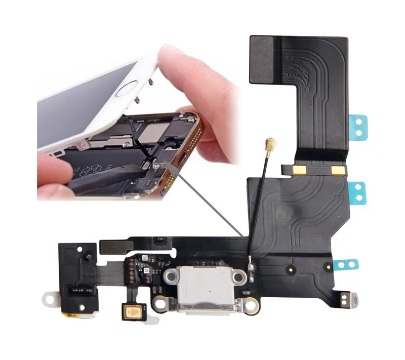 Original Version Tail Connector Charger Flex Cable + Headphone Audio Jack Ribbon Flex Cable for iPhone 5S(White) — image 1