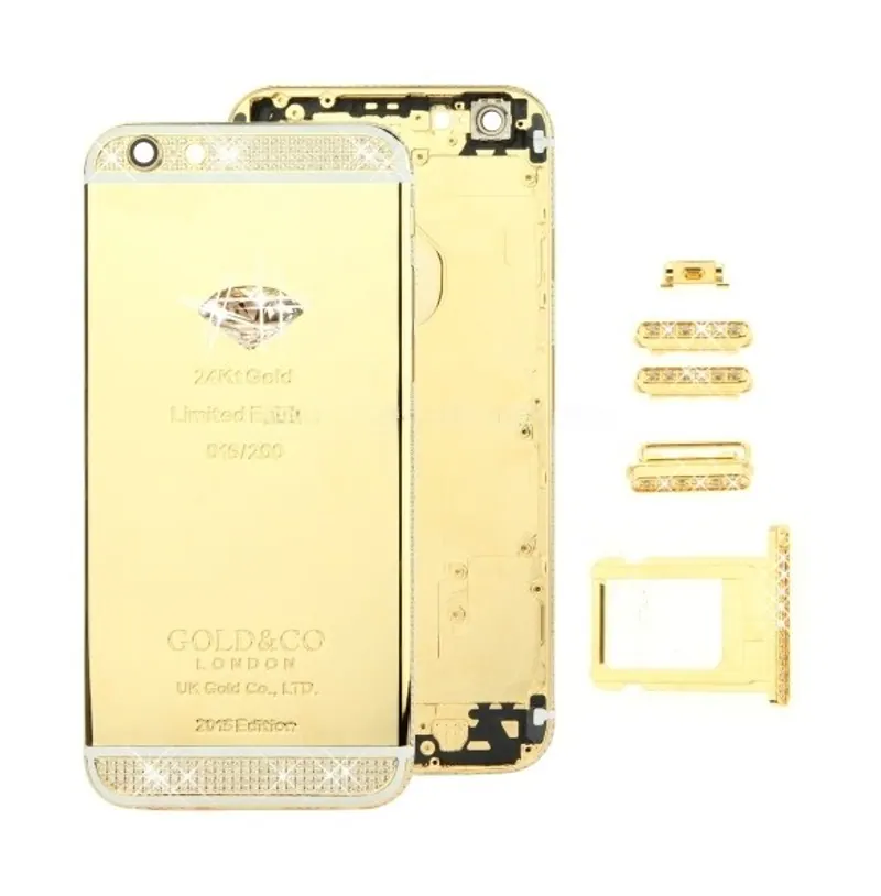Full Assembly Diamond Encrusted Housing Cover for iPhone 6, Including Back Cover & Card Tray & Volume Control Key & Power Button & Mute Switch Vibrator Key(Yellow) — image 1