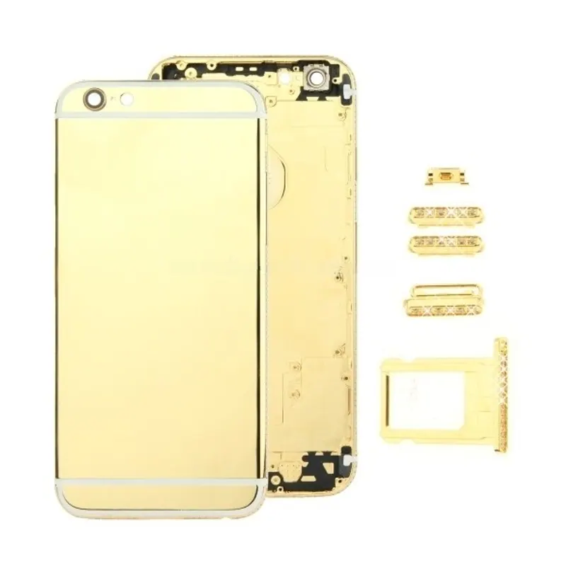 Diamond Encrusted Full Assembly Luxury Mirror Alloy Gold Plating Housing Cover for iPhone 6, Including Back Cover & Card Tray & Volume Control Key & Power Button & Mute Switch Vibrator Key — image 1