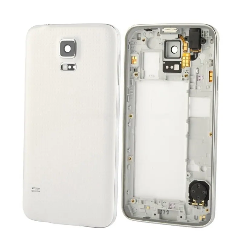For Galaxy S5 / G900 Original LCD Middle Board (Dual Card Version) with Button Cable & Back Cover , (White) — image 1