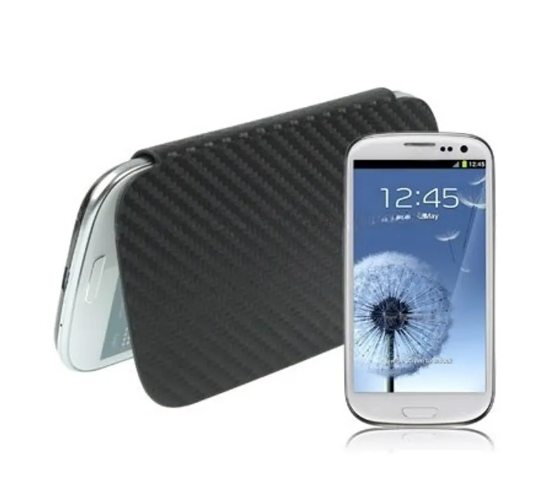 For Galaxy SIII / i9300, Black Carbon Fiber Skin Style (Front + Back) Battery Cover (Black) — image 1