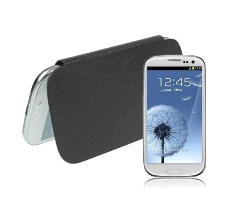 For Galaxy SIII / i9300 Litchi Texture (Front + Back) Battery Cover (Black) — image 1