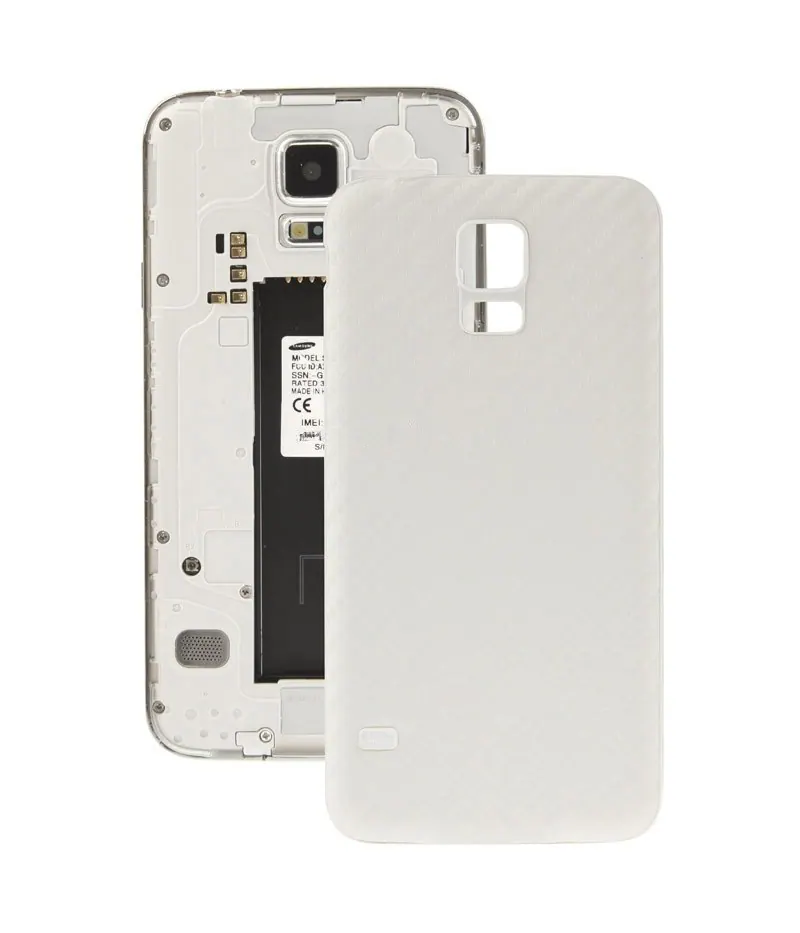 For Galaxy S5 / G900 Carbon Fiber Texture Plating Plastic Material Back Cover (White) — image 1