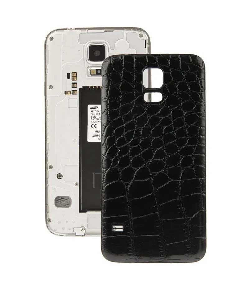 For Galaxy S5 / G900 Crocodile Texture Plating Plastic Material Back Cover (Black) — image 1