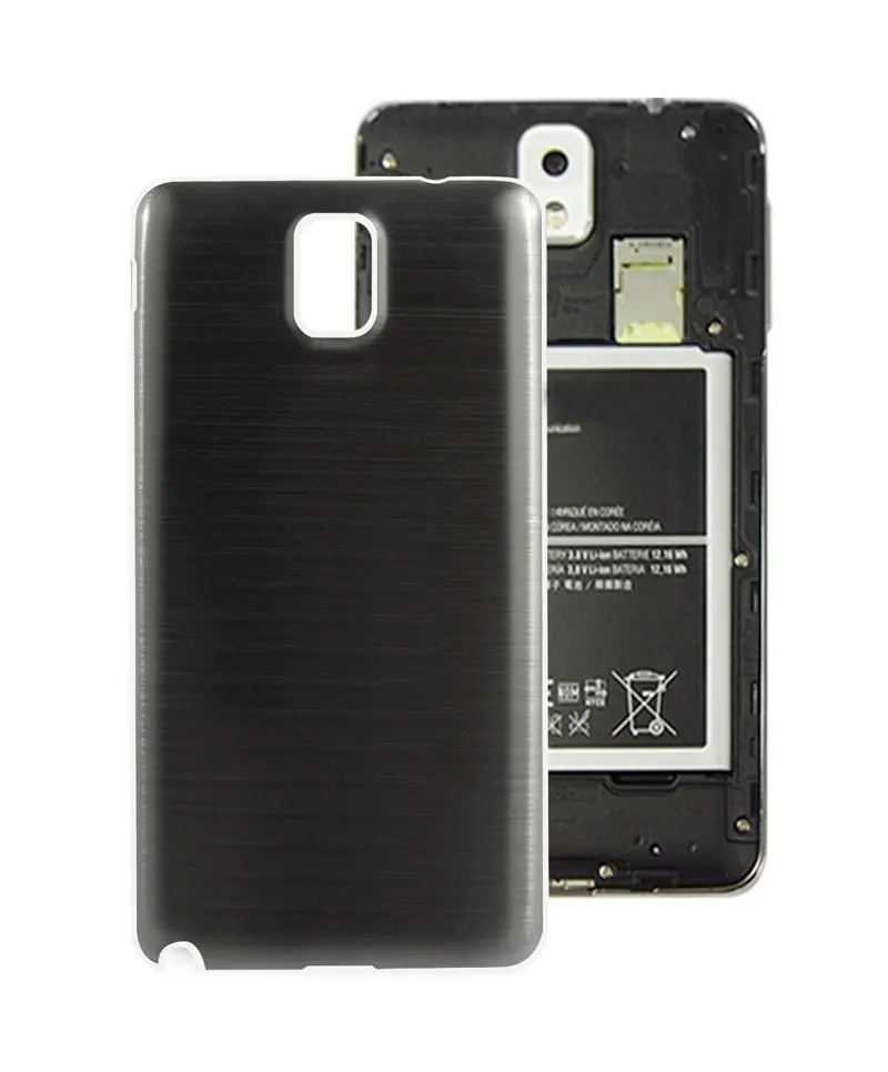 For Galaxy Note III / N9000 Full Metallic Brushed Battery Cover with White Frame (Black) — image 1