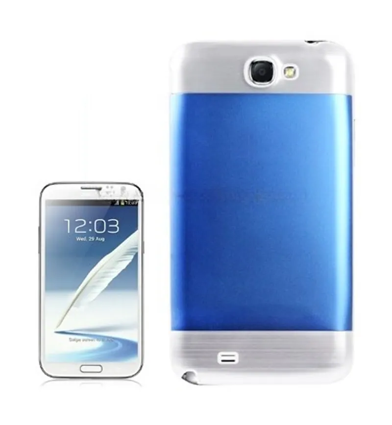 For Galaxy Note II / N7100 2-color Metallic Brushed Plastic Battery Cover (Dark Blue) — image 1