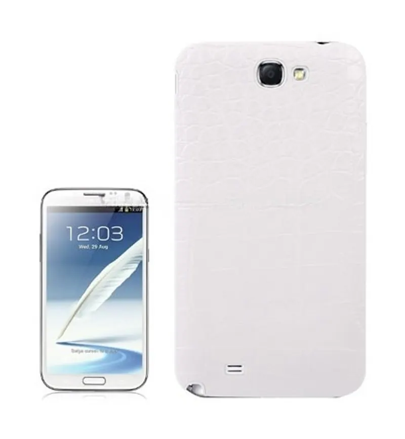 For Galaxy Note II / N7100 Crocodile Texture Paste Skin Plastic Battery Cover (White) — image 1