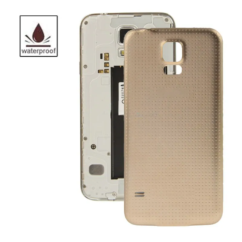 For Galaxy S5 / G900 High Quality Plastic Material Battery Housing Door Cover with Waterproof Function (Gold) — image 1