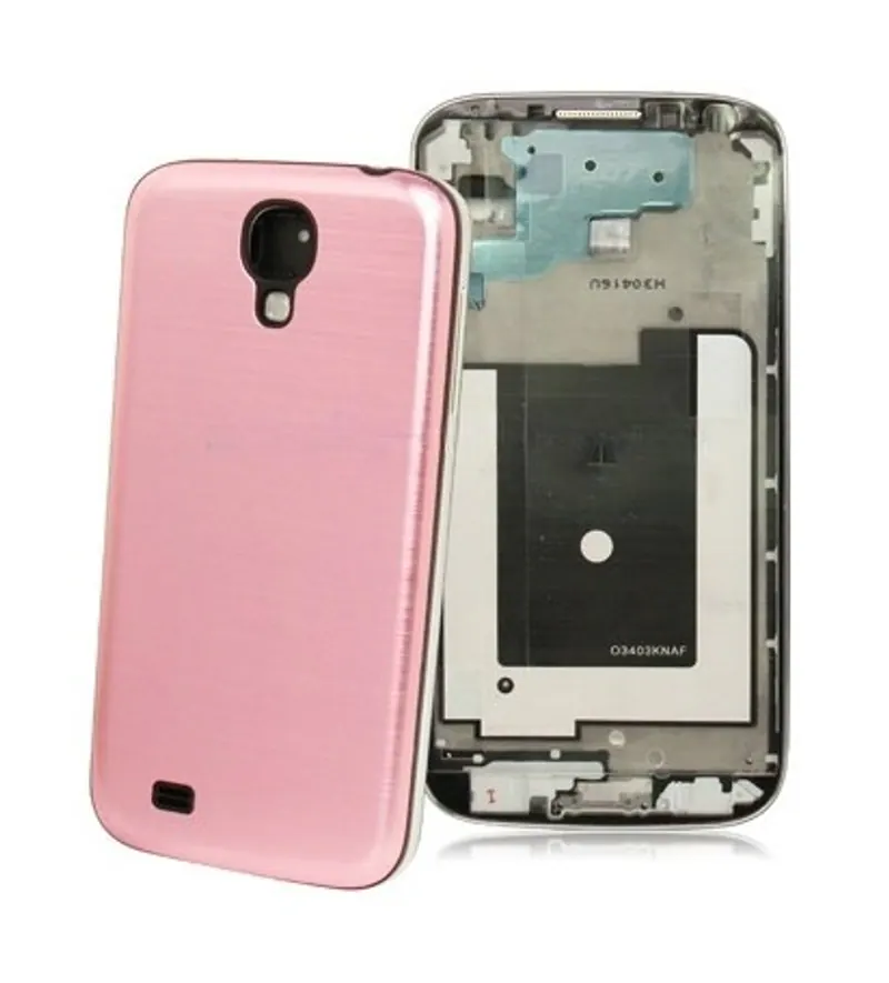 For Galaxy S IV / i9500 Full Housing High Quality Chassis + Metallic Brushed Plastic Material Battery Cover (Pink) — image 1